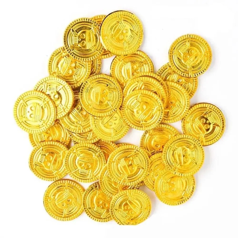 Arcade Game Coin - Plastikowe Pirackie Złote Monety Złoto Srebro