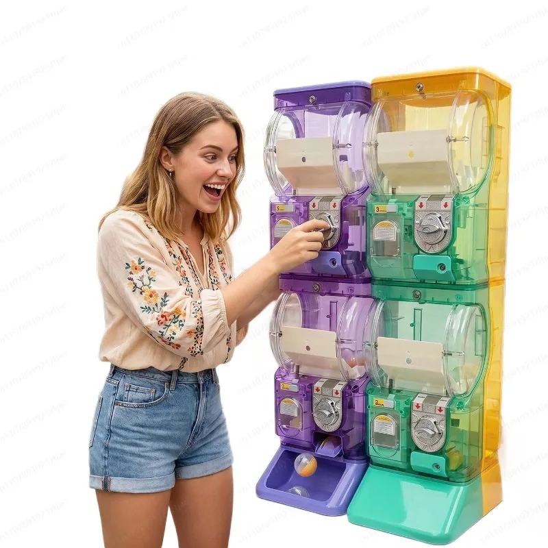 Arcade Vending & Laundry Revenue - Przezroczysta biała dwupoziomowa maszyna Gashapon, automat